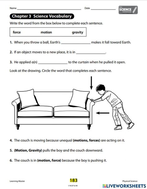 Motion And Force Worksheets, Forces And Motion 1st Grade, 3rd Grade Force And Motion Activities, Teaching Forces And Motion, Solar System Song, Teaching Force And Motion 2nd Grade, States Of Matter Worksheet, Matter Worksheets, Biology Revision