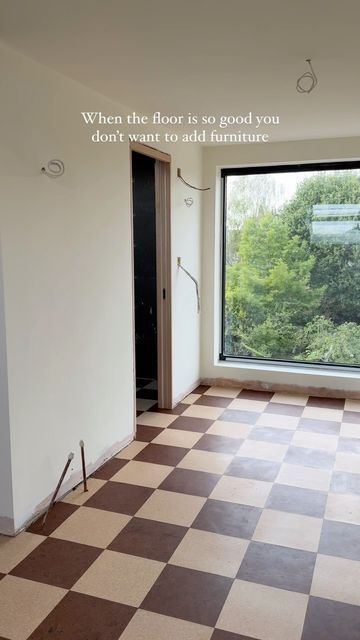 Bathroom Cork Floor, Cork Bathroom Floor, Ugly Tile Floor Makeover, Chess Tiles Floor, Terracotta Checkered Floor, Chess Flooring, Checkered Kitchen Floor, Lino Flooring, Cork Floor