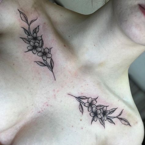 Collar Bone Chest Tattoo Female, Whimsical Floral Tattoo, Small Chest Tattoo Female Upper, Small Tattoos Minimalist, Collar Bone Tattoos For Women, Under Collar Bone Tattoos, Small Chest Tattoo Female, Small Chest Tattoo, Chest Tattoo Female Upper