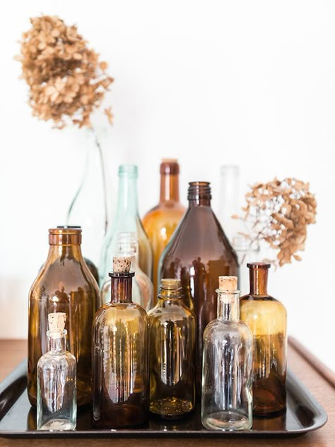 Swedish Home, Blue Cafe, Brown Bottles, Swedish House, Amber Bottles, Vintage Bottles, New Living Room, Scandinavian Home, Bottles And Jars