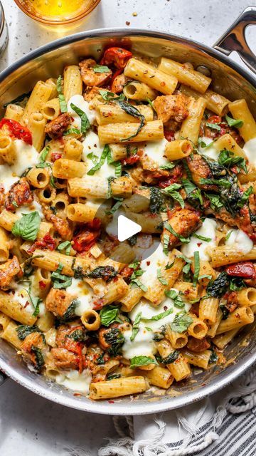 Jamie Vespa MS, RD on Instagram: "Chicken Pesto Pasta Bake with roasted tomatoes, spinach, and shallots in a garlicky pesto cream sauce. A restaurant-worthy pasta dish that’s impressive enough for entertaining, yet easy enough for weeknights. My husband quickly awarded this the best pasta recipe on my site, and it’s already been in constant rotation.  What truly elevates this meal is using @delallofoods pasta and sauces, which offer the highest quality ingredients with authentic Italian flavor. Their jarred pesto is a pantry staple for us that I often prefer over homemade!  Here’s what you need: ▢ 12 oz. DeLallo Tortiglioni pasta (or pasta shape of choice) ▢ 1 lb. boneless, skinless chicken breasts ▢ 1 Tbsp. Italian seasoning ▢ 1 tsp. paprika ▢ 3/4 cup minced shallots ▢ 4 garlic cloves, mi Pesto Chicken Pasta Bake, Pasta With Spinach And Tomatoes, Best Pasta Recipe, Pesto Pasta Bake, Chicken Pesto Pasta, Chicken Spinach Pasta, Chicken Pesto, Chicken Pasta Bake, Best Pasta Recipes