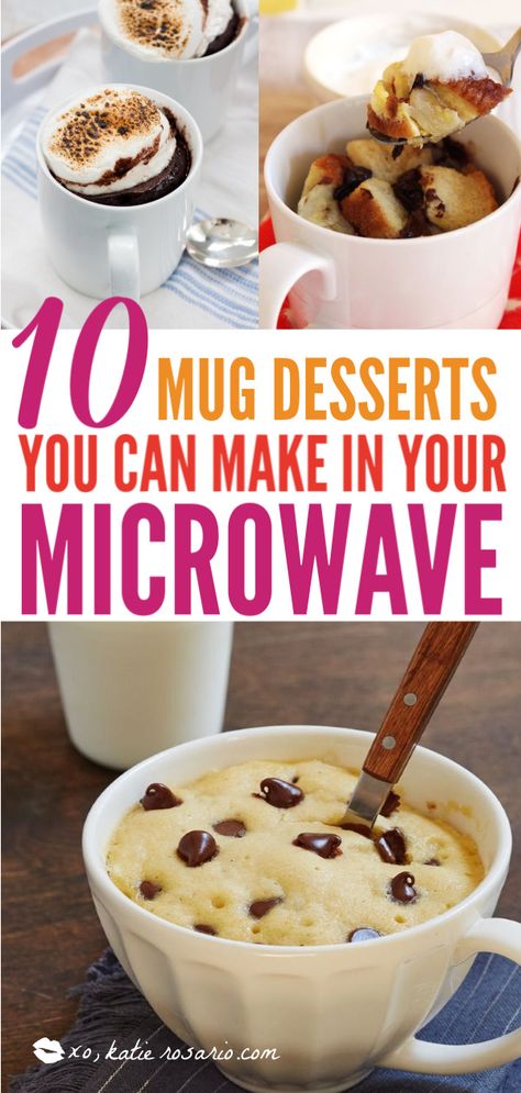 10 Coffee Mug Desserts You Can Make In Your Microwave | With these mug desserts, you can have a scratch made dessert in minutes that tastes just like the real thing. These mug desserts are made in the microwave and are easy to prep and easy clean up since everything is in one coffee mug. Everyone will enjoy these coffee mug dessert recipes. #xokatierosario #mugdessertrecipes #coffeemugdesserts #microwavedesserts #easydessertrecipes Desserts Microwave, Mug Desserts, Microwave Desserts, Mug Dessert Recipes, Microwave Dessert, Tiramisu Dessert, Mug Cakes, Diy Desserts, Mug Recipes