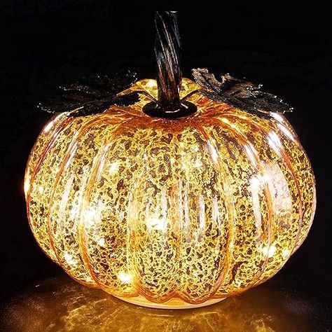 Lights Fall, Fall Leaf Decor, Light Up Pumpkins, Fall And Thanksgiving, Gold Pumpkins, Faux Pumpkins, Pumpkin Halloween Decorations, Thanksgiving Centerpieces, Pumpkin Lights