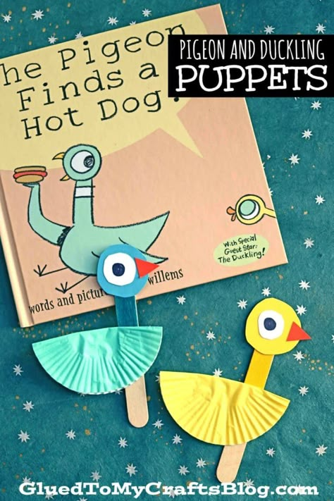 Preschool Storytime Ideas, Duckling Craft, Mo Willems Activity, Pigeon Craft, Storybook Crafts, Library Storytime, Bucket Fillers, Pigeon Books, Kids Programs