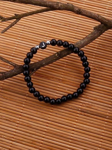 Boys Beads Bracelet, Bracelet Inspiration Beads Aesthetic, Bracelet For Men Beads, Beads Bracelet Design For Men, Black Bracelet Aesthetic, Men Beaded Bracelet Ideas, Aesthetic Beaded Bracelets, Boy Bracelets, Pulseras Ideas