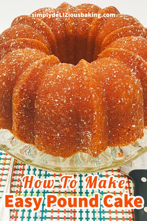 Try this delicious pound cake topped with one of your favorite toppings. One of the most simple pound cake recipes ever. Click here for this easy, homemade, simple recipe. #poundcakelove Easy Pound Cake Recipes Simple, Cake Mix Pound Cake Recipe, Pound Cake From Cake Mix Boxes, Cake Recipe Using Self Rising Flour, Pound Cakes Recipes, Glaze For Pound Cake, Crunchy Top Pound Cake Recipe, Wine Bundt Cake, Easy Pound Cake Recipes