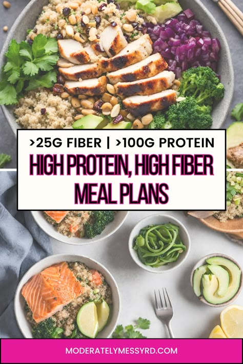 Higher Fiber Meals, High Protein High Fiber Dessert, High Protein High Fiber Meal Plan, Lean Protein High Fiber Meals, Healthy High Protein And Fiber Meals, High Fiber Meal Plans, High Fiber High Protein Foods, 45g Protein Meals, High Protein And Fiber Meals Dinners