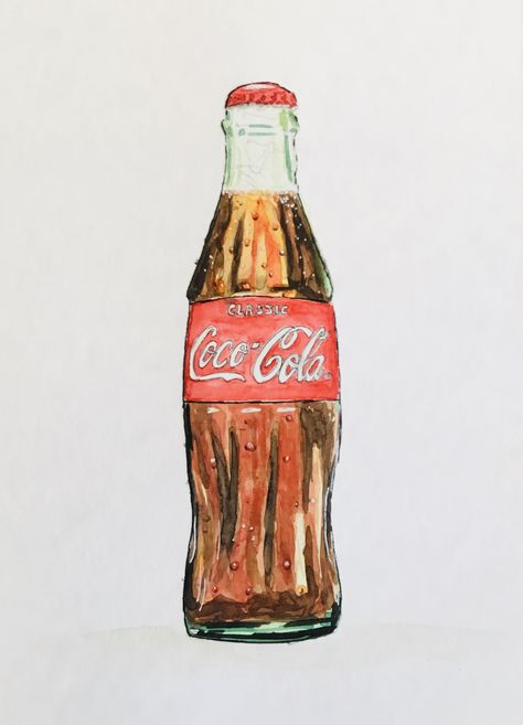 Coca Cola Bottle Drawing, Coke Bottle Drawing, Coke Illustration, Coca Cola Drawing, Coca Cola Painting, Denim Paint, Beer Painting, Coca Cola Poster, Onesie Ideas