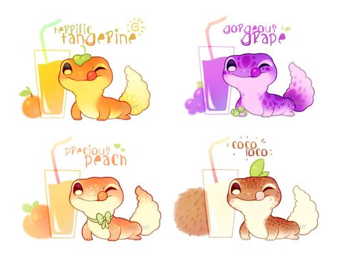 Fruity Geckos Gecko Drawing, Gecko, Cartoon Animals, Drinks, Twitter, Animals, Kawaii