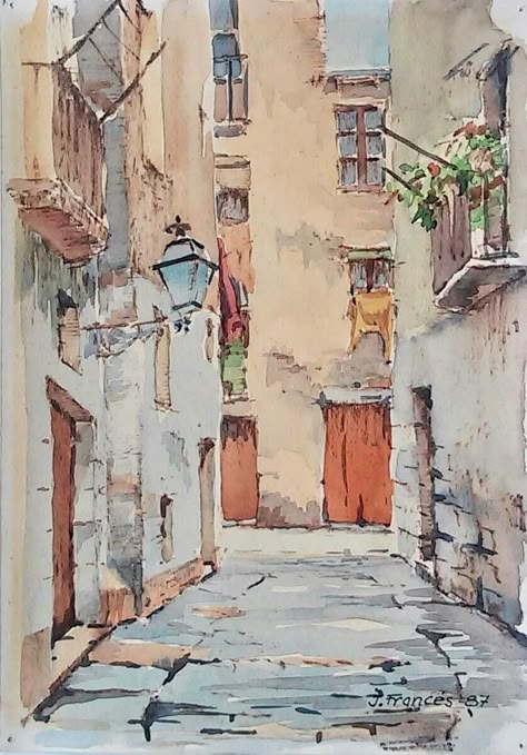 France Watercolor, Watercolor City, Watercolor Architecture, Watercolor Paintings For Beginners, Landscape Watercolor, 수채화 그림, Watercolor Landscape Paintings, Watercolor Artists, Sketch Painting