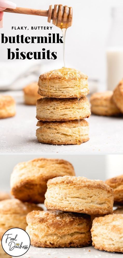 These Super Flaky Buttermilk Biscuits feature a special technique that involves rolling and stacking the layers on top of each other, creating an innumerable amount of biscuit layers! This results in a Buttermilk Biscuit that not only is super tender and flaky, but one that has visible layers and amazing rise! Fluffy Buttermilk Biscuits, Flaky Buttermilk Biscuits, Honey Butter Biscuits, Buttermilk Biscuit, Homemade Buttermilk Biscuits, Bon Appetite Recipes, Buttermilk Biscuits Recipe, Preppy Kitchen, Amazing Desserts