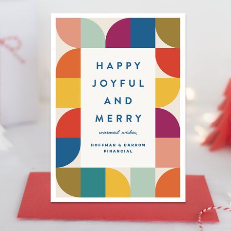 Modern Colorful Business Christmas Holiday Card Generic Holiday Card, Architectural Christmas Card, Business Holiday Card, Corporate Holiday Card Design, Christmas Card Procreate, Christmas Card Modern, Corporate Christmas Card Design, Business Christmas Cards For Clients, Company Holiday Card Design