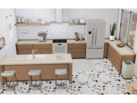 Sims 4 Wondymoon, Sims 4 Kitchen Cabinets, Sims 4 Loft, Living Room Sims 4, Sims 4 Cc Furniture Living Rooms, Lotes The Sims 4, Sims 4 Kitchen, Sims Free Play, Sims 4 House Plans