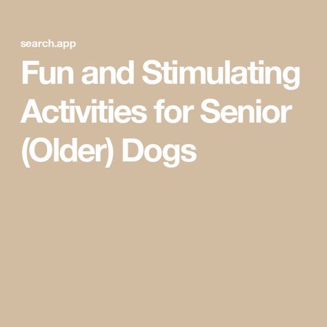 Fun and Stimulating Activities for Senior (Older) Dogs Stimulating Activities, Kong Toys, Elderly Dogs, Mental And Physical Health, Dog Potty Training, Dog Enrichment, Senior Dogs, Enrichment Activities, Leash Training