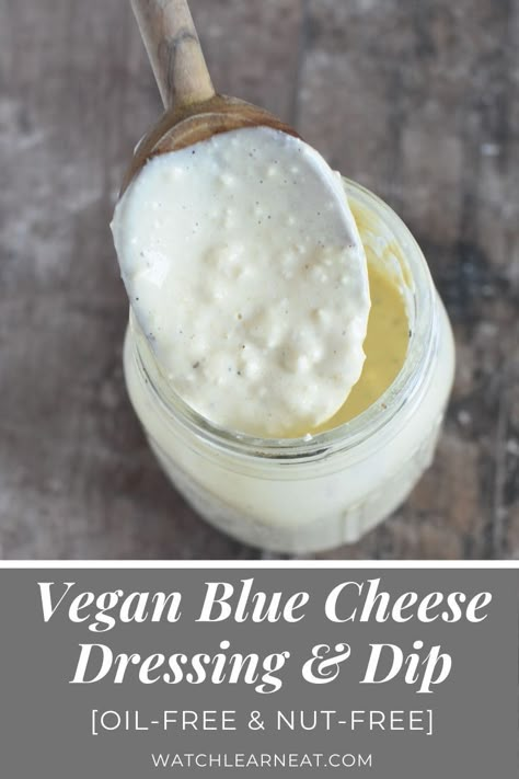 Vegan Blue Cheese Dip, Dairy Free Blue Cheese Dressing, Fries Cauliflower, Cauliflower Dressing, Vegan Blue Cheese Recipe, Vegan Blue Cheese Dressing, Vegan Blue Cheese, Pancakes Oatmeal, Big Salads