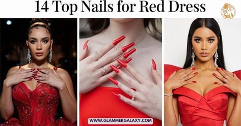 14 Top Nails for Red Dress Nail Colors With Red Dress, What Color Nails With Red Dress, Nails To Match Red Dress, Nails That Go With A Red Dress, Nails For Red Dress, Gold Nail Polish, Fun Nail Colors, Top Nails, Black Nail Polish