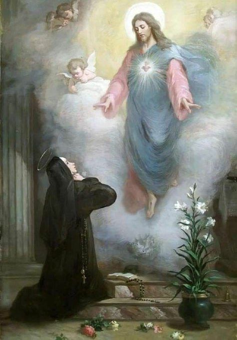 (21) National Shrine on Twitter: "Learn more about these six saints who dedicated their lives to the poor and discover where they are portrayed in the Basilica. #Catholic #CatholicChurch https://t.co/ejagdAjhiW" / Twitter Margaret Mary Alacoque, Saint Margaret, Vintage Holy Cards, Santa Margarita, Dance Paintings, Religious Pictures, St Margaret, Jesus Christ Art, Pictures Of Jesus Christ