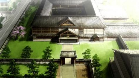 Sasuke Uchiha's house Traditional Japanese House Anime, Traditional Japanese Mansion, Japanese Home Decor Traditional, Japanese Mansion, Nurarihyon No Mago, Anime House, Japanese Style House, Traditional Japanese House, Asian Homes