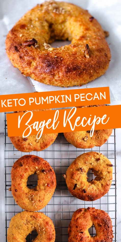 Keto Pumpkin Pecan Bagels are a homemade keto bagel that has a nice flavor of pumpkin in every bite. The ultimate keto breakfast recipe! #passion4savings #keto #pumpkin #Pumpkinspice #bagel #almondflour #easy #best #breakfast Healthy Pumpkin Recipes Low Calories, Pumpkin Recipes Easy Dinner, Pumpkin Bagel Recipe, Keto Bagel, Paleo Pumpkin Recipes, Pumpkin Bagels, Canned Pumpkin Recipes, Keto Chicken Recipes, Keto Gluten Free