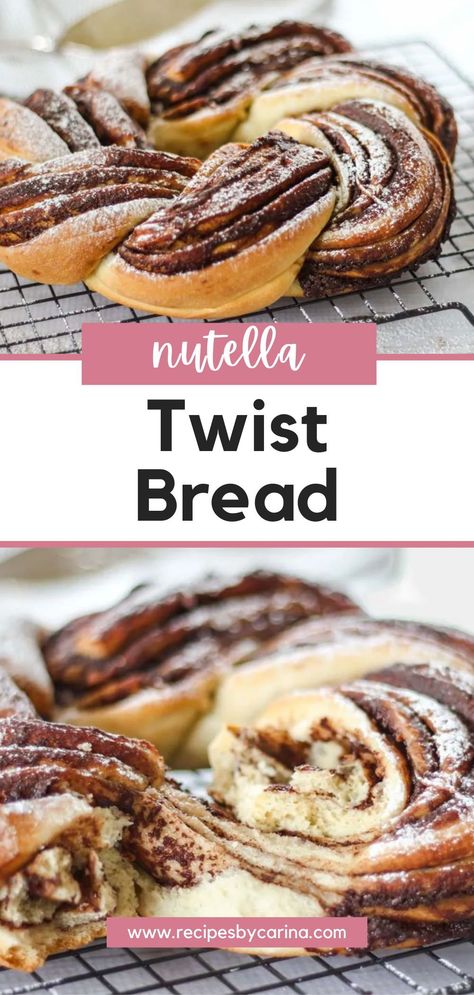 Nutella Swirls, Creative Baking Recipes, Twist Bread, How To Make Nutella, Bread Twists, Nutella Bread, Brioche Dough, Bread Dough Recipe, Tasty Bread Recipe