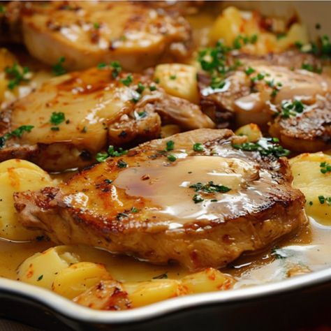 Hearty Pork Chops with Scalloped Potatoes - A Culinary Delight Scalloped Potatoes With Pork Chops, Garlic Parmesan Pork Chops With Cheesy Scalloped Potatoes, Pork Loin Chops Recipes Boneless Baked, Pork Chop Casserole With Potatoes, Pork Chops And Potatoes In Oven, Scalloped Potatoes And Pork Chops, Baked Thick Pork Chops, Shepherd Pies, Pork Chops With Scalloped Potatoes