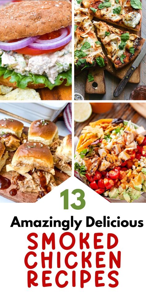 Leftover smoked chicken gets a tasty makeover with these six recipes! Dive in to find your family's new favorite way to enjoy leftovers. Recipes Using Pulled Chicken, Recipes Using Leftover Smoked Chicken, What To Do With Leftover Smoked Chicken, What To Do With Smoked Chicken, Smoked Chicken Recipes Dishes, Smoked Chicken Casserole Recipes, Recipes Using Smoked Chicken, Pulled Chicken Leftover Recipes, Leftover Pulled Chicken Recipes