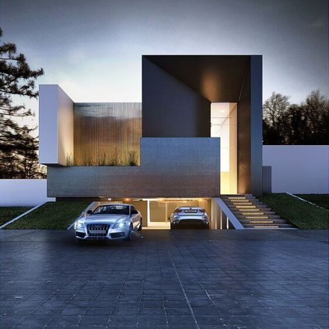 Every project we do has a unique concept. Our trademark: conceptual and schematic design, creating projects around the world... A Modern House, Garage Design, Architecture Exterior, Architectural Inspiration, Facade House, Residential Architecture, Design Case, Contemporary Architecture, House Inspiration