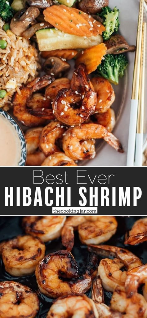 Teriyaki Shrimp Recipes, Hibachi Shrimp And Chicken, Hibachi Shrimp In Air Fryer, Hibachi Catering Ideas, Shrimp With Yum Yum Sauce, Hibachi Desserts, Hibachi Recipes Shrimp, Hibachi Food At Home, Steak And Shrimp Stir Fry