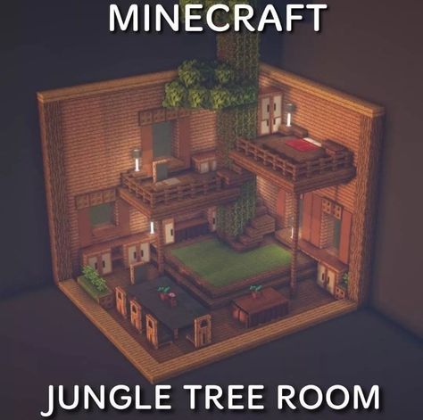 Minecraft Jungle Tree, Amazing Minecraft Builds, Minecraft Jungle House, Minecraft Rooms, Minecraft Bedding, Minecraft Addons, Rumah Minecraft Sederhana, Jungle Tree, Minecraft Interior Design