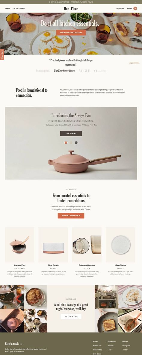 Homeware Website, Modern American Kitchen, Tech Inspiration, Ecommerce Web Design, American Kitchen, Beautiful Websites, Ecommerce Website Design, Website Design Layout, Our Place