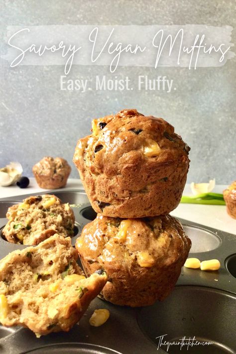 Vegan Savoury Muffins, Garlic Olives, Quaint Kitchen, Savory Breakfast Muffins, Uni Meals, Dairy Free Muffins, Muffin Flavors, Vegan Lunch Box, Vegan Muffins