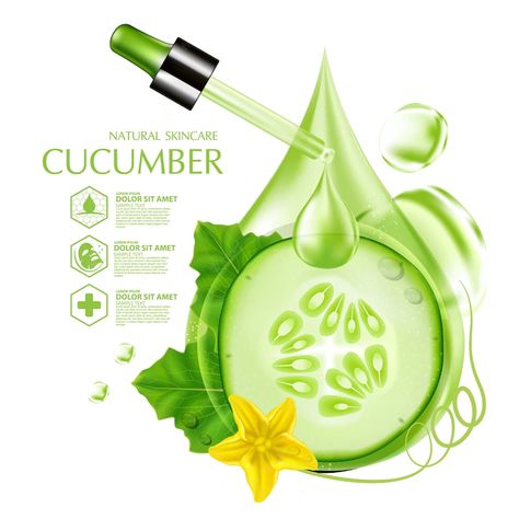 Premium Vector | Cucumber natural moisture skin care cosmetic Skin Facts, Organic Honey, Skin Care Brands, Ads Creative, Post Design, Banner Ads, Smoothie Diet, Branding Design Logo, Hair Oil