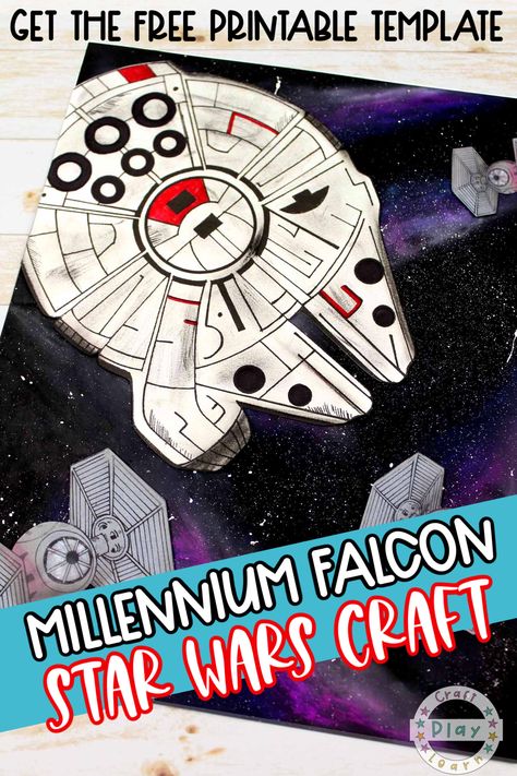 Millennium Falcon Art, Star Wars Printables Free, Kids Painting Projects, Star Wars Activities, Star Wars Printables, Galaxy Crafts, Rocket Craft, Falcon Art, Star Wars Crafts