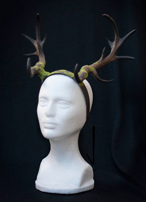 Druid Cosplay Diy, Oneshot Characters, Nature Headpiece, Druid Fairy, Horns Headdress, Dryad Costume, Black Antlers, Antlers Headband, Horns Costume