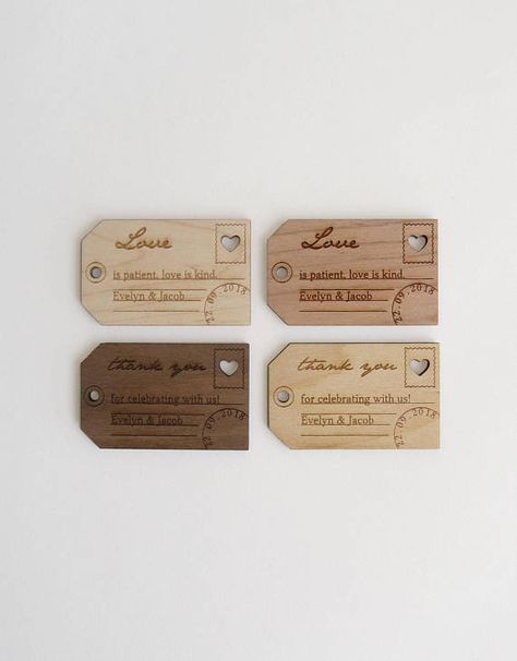 Valentines Day Laser Cut Ideas, Tag Quotes, Gift Tags Wedding, Glowforge Ideas, Door Tags, Laser Cut Wood Crafts, Laser Projects, Wedding Gift Tags, Wood Keychain