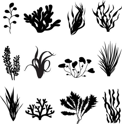 seaweed silhouette clip art Seaweed Silhouette, Plants Silhouette, Silhouette Clip Art, Sea Coral, Heart Tree, Cityscape Photos, Nature Backgrounds, Black Sea, Heart With Arrow