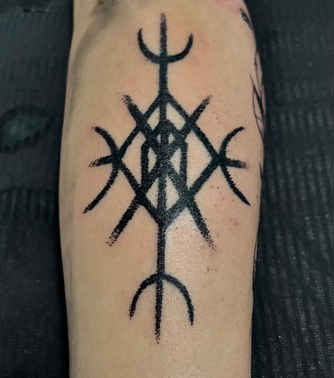 Symbol Pagan Tattoo -abel_pujol_art Pagan Tattoo Men, Pagan Symbols Tattoo, Baphomet Tattoo Simple, Witch Symbol Tattoo, Pagan Tattoo Wicca, Small Witchy Tattoos For Women, Metalhead Tattoo Ideas, Anarchy Symbol Tattoo, Wicca Tattoo Ideas