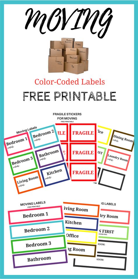 Printable Moving Labels, Moving Box Labels, Labels Free Printable, Moving Binder, Moving Printables, Moving Labels, Binder Printables Free, Moving Ideas, Label Produk