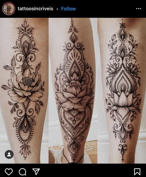 Calf Ornamental Tattoo, Forearm Mandala Tattoo, Shin Tattoos, Calf Tattoos For Women, Mandala Tattoos For Women, Half Sleeve Tattoo Stencils, Lower Leg Tattoos, Shin Tattoo, Anklet Tattoos