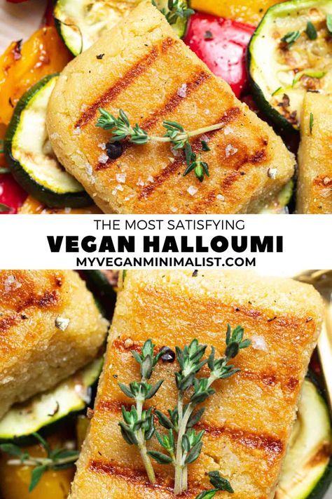 This vegan halloumi cheese is a fun dairy-free alternative based on cashews. Surprisingly easy to make, this vegan cheese is tangy, salty, chewy, and SO versatile! If you're a cheese lover embracing a plant-based diet, this one's for you! After my vegan burrata recipe went viral and became my most popular blog post, I explored vegan cheeses further and created this vegan halloumi alternative. This salty cheese is perfect on everything from a Greek salad to pasta, sandwiches, and even pizza. Vegan Burrata, Dairy Free Cheese Recipe, Vegan Halloumi, Cream Sauces, Burrata Recipe, Vegan Minimalist, Halloumi Cheese, Dairy Free Alternatives, Meat Alternatives