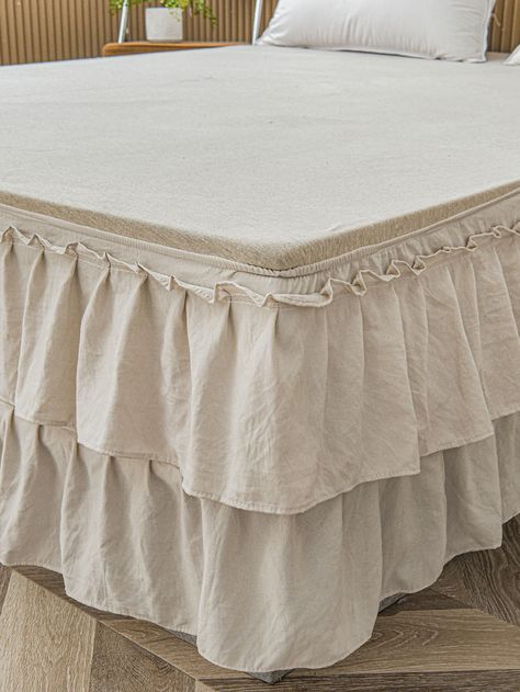 Farmhouse Bed Skirt, Long Bed Skirt, Bed With Valance, Boho Bed Skirt, Shabby Chic Bedroom Furniture, Bed Scarf, Design Bed, Ruffle Bed Skirts, Beige Bed