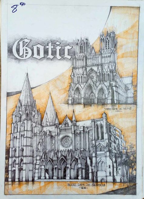 Gothic History. The History of Architecture in Drawings. By Vlad Bucur Gothic Architecture Drawing, History Of Architecture, Architecture Drawing Presentation, Interior Design History, Istoria Artei, Plate Ideas, Interior Architecture Drawing, Romanesque Architecture, Drawings Photography