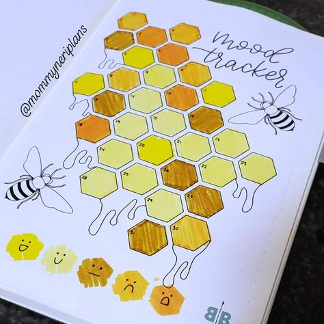 Honey Mood Tracker, Boho Berry, Bulletin Journal, Bulletin Journal Ideas, Bujo Ideas, Personal Diary, Art Instructions, Mood Tracker, Bullet Journaling