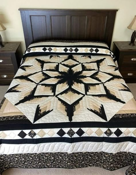 Dark Color Quilts, Black And Gold Quilts, Black And Grey Quilt Patterns, Black And Gold Quilt Pattern, Brown And Black Quilts, Winding Ways Quilt, Arrow Quilt, Hunters Star Quilt, Western Quilts