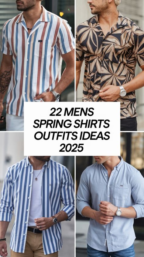 Step up your fashion game with men's spring shirts outfits ideas 2025 featuring striped patterns, lightweight fabrics, and versatile styles perfect for the season! Whether you're into bold prints, classic button-downs, or relaxed vacation shirts, these spring outfits bring effortless style to your wardrobe. From neutral tones to vibrant hues, short-sleeve and long-sleeve options, get inspired by the latest men's fashion trends for 2025! 🌸✨ #MensSpringShirts #SpringOutfits2025 #MensFashion #CasualStyle #StripedShirts #SpringWardrobe #StreetwearFashion 90s Fashion Man, Men Outfits Spring, Prom Men, Crochet Shirt, Fashion Man, Men Fits, Spring Shirts, Vacation Shirts, Mens Spring