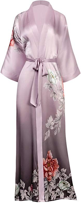 Long Silk Robe, Fashion Kimono, Long Silk Kimono, Silk Robe Long, Silk Dressing Gown, Dusty Lilac, Silk Kimono Robe, Satin Kimono, Peach Blush