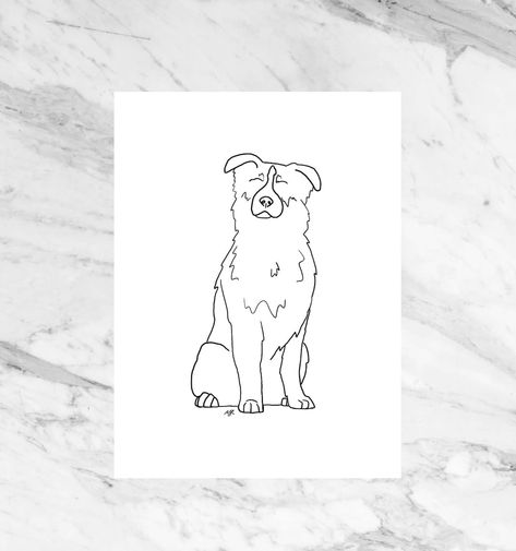 Border Collie Art, Miniature Australian Shepherd, Interior Simple, Pet Sympathy, Art Carte, Art Card, Wall Art Printable, Embroidery Techniques, Line Art Drawings