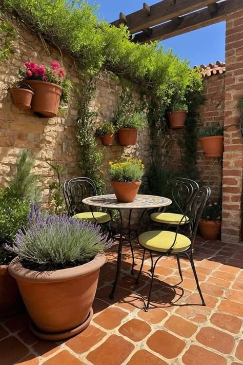 Meditarian Garden Ideas, Medditeranean Garden Ideas, Mediterranean Courtyard Garden, Small Mediterranean Garden, Mediterranean Backyard Ideas, Italian Backyard, Mediterranean Backyard, Mediterranean Courtyard, Mediterranean Patio