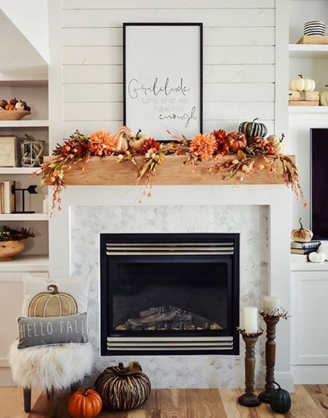 FALL DECORATING IDEAS - Arrow Hill Cottage Fall Mantle Decor, Fall Fireplace, Fall Decorating Ideas, Fall Mantle, Fall Decor Inspiration, Living Vintage, Fall Thanksgiving Decor, Fall Inspiration, Farmhouse Fall Decor