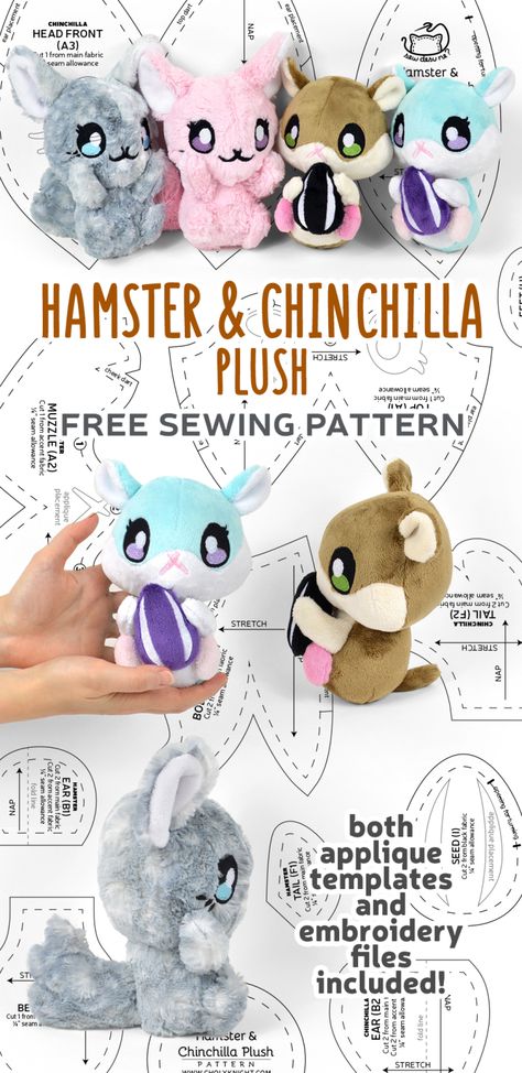 Free Pattern Friday! Hamster & Chinchilla Plush – Choly Knight Chinchilla Plush, Free Plush Sewing Patterns, Teddy Aesthetic, Diy Stuffies, Sewing Plushies, Choly Knight, Plush Sewing, Stuffed Animal Sewing, Free Embroidery Patterns Machine